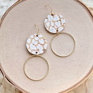 Fortuna Print Leather Handcrafted Earrings NWT